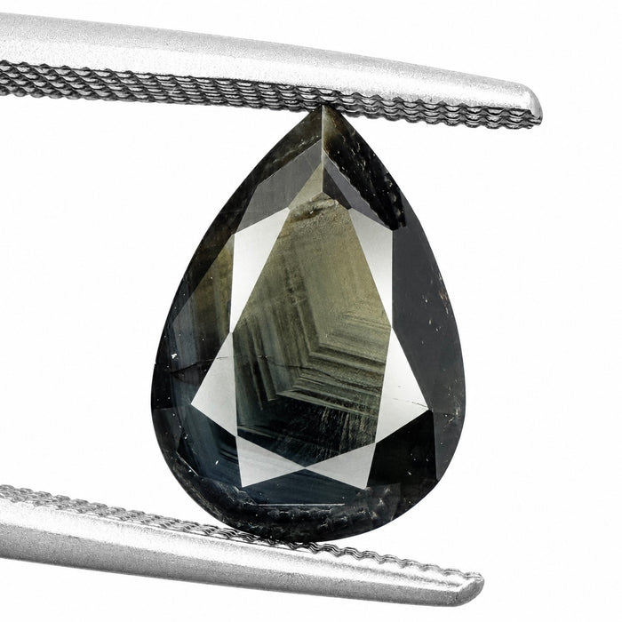 Australian black sapphire with growth pattern 3.23ct pear cut loose gemstone - Buy loose or customise