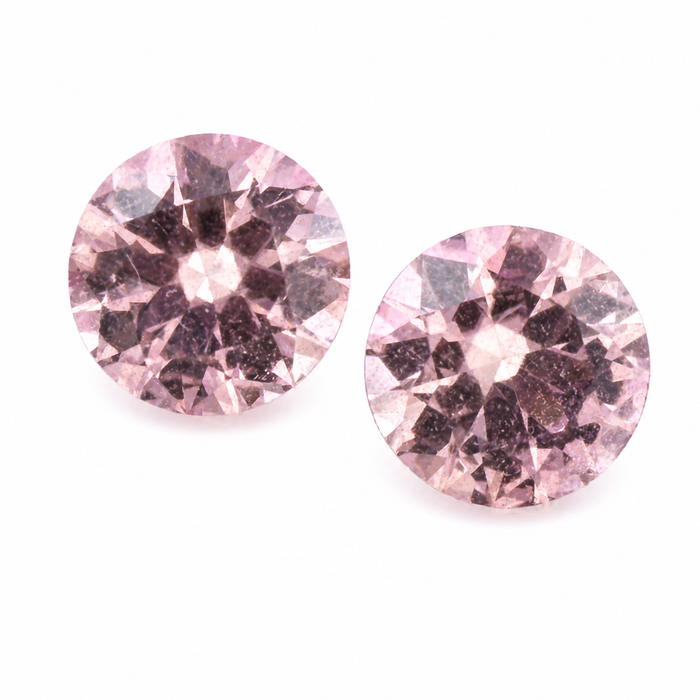 Pink tourmaline round cut matched pair 1.80 carats total - Buy loose or customise