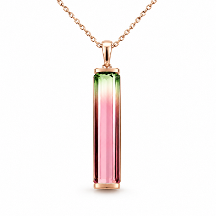 Watermelon tourmaline fancy baguette cut 1.73 carat loose gemstone - Buy loose or customise