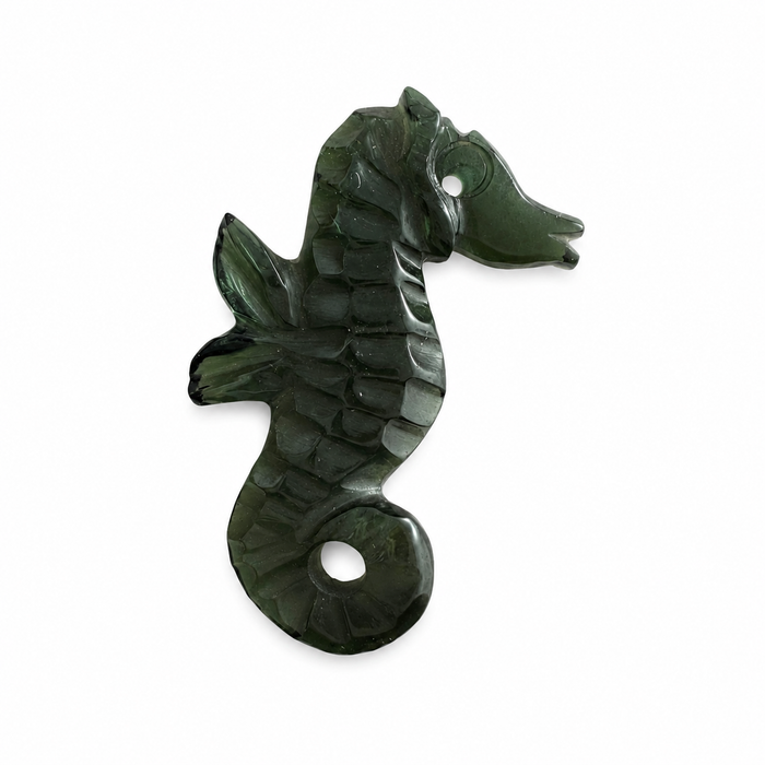 Dark green tourmaline carved seahorse 5.42 carat loose gemstone - Buy loose or customise