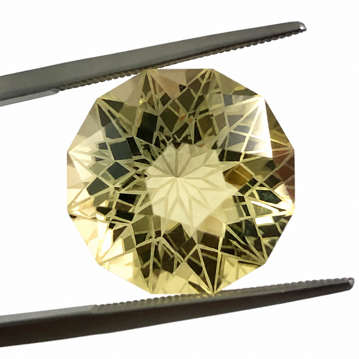 Citrine lemon quartz unique German laser geometric mixed cut 14.24 carat loose gemstone - Buy loose or customise