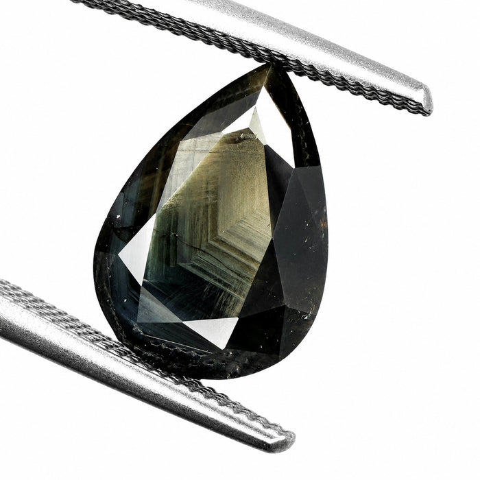 Australian black sapphire with growth pattern 3.23ct pear cut loose gemstone - Buy loose or customise