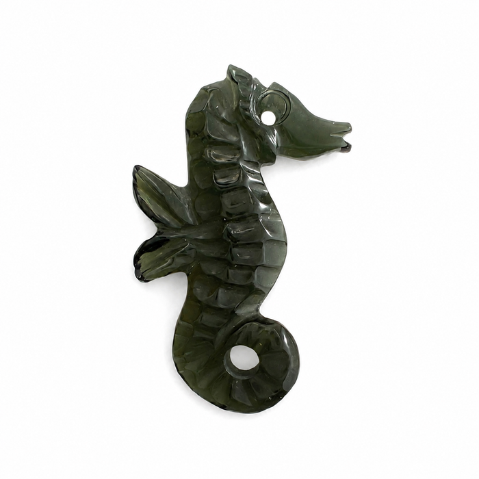 Dark green tourmaline carved seahorse 5.42 carat loose gemstone - Buy loose or customise