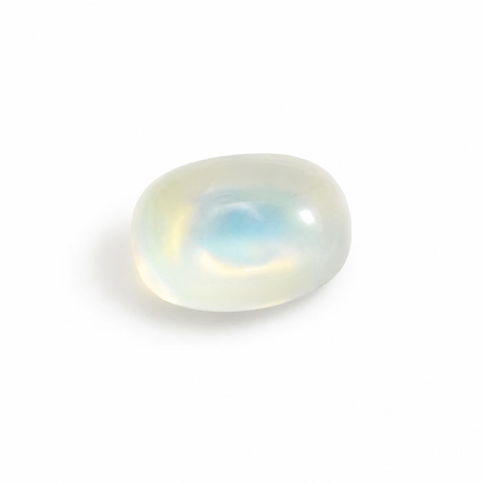 Rainbow moonstone 5.21 carat elongated oval cut sugarloaf cabochon loose gemstone