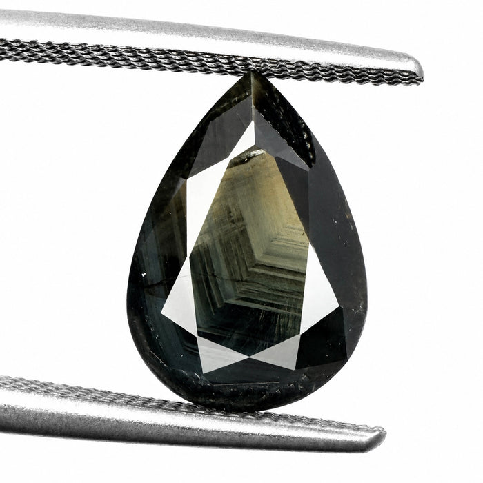 Australian black sapphire with growth pattern 3.23ct pear cut loose gemstone - Buy loose or customise