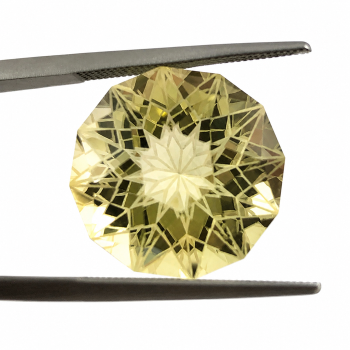Citrine lemon quartz unique German laser geometric mixed cut 14.24 carat loose gemstone - Buy loose or customise