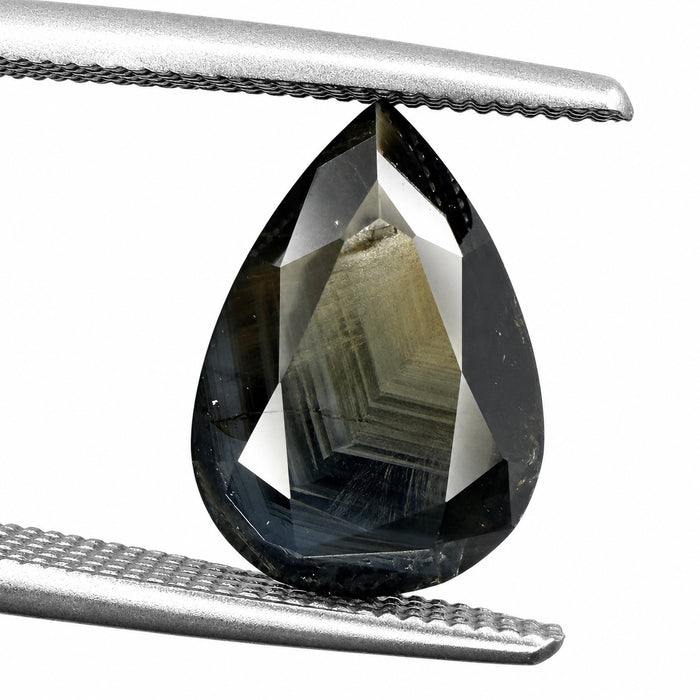 Australian black sapphire with growth pattern 3.23ct pear cut loose gemstone - Buy loose or customise
