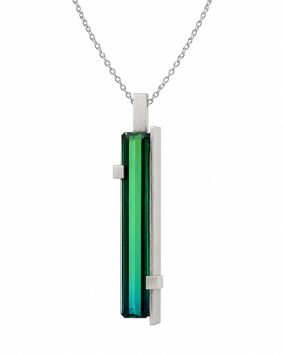 Bi colour blue green tourmaline long baguette cut 6.01 carat loose gemstone