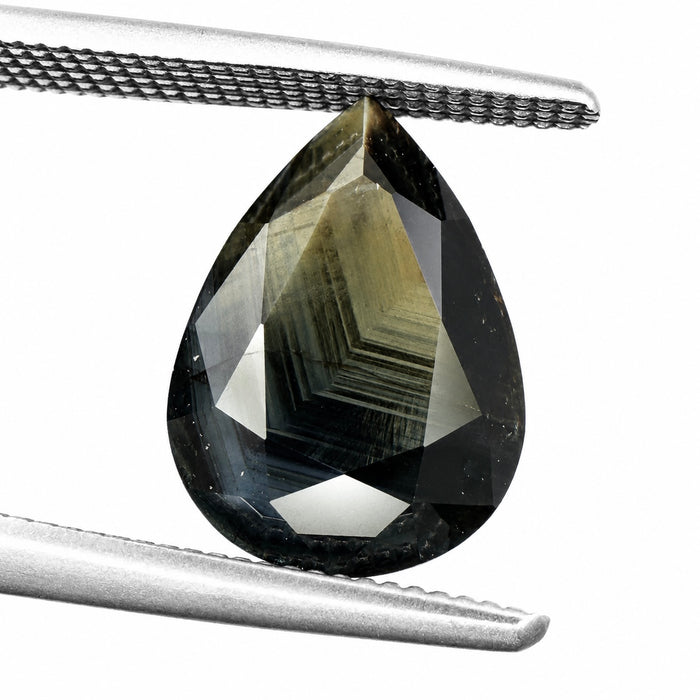 Australian black sapphire with growth pattern 3.23ct pear cut loose gemstone - Buy loose or customise