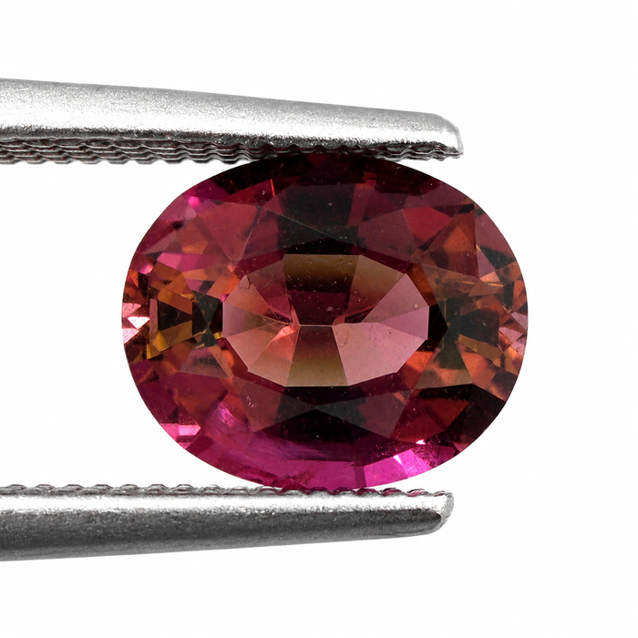 Pink orange sunset tourmaline fancy oval cut 1.28 carats loose gemstone - Buy loose or customise