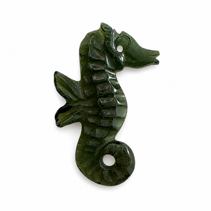 Dark green tourmaline carved seahorse 5.42 carat loose gemstone - Buy loose or customise