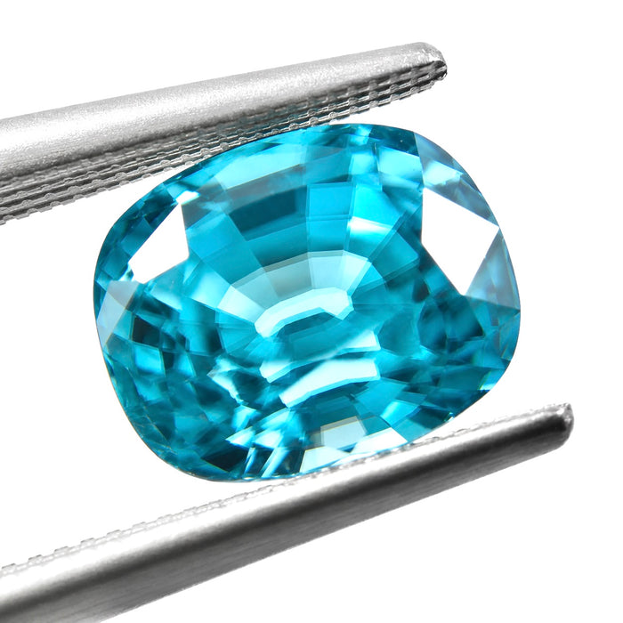 Blue Zircon rectangle cushion cut 4.92 carat gemstone - Buy loose or Make your own custom jewelry