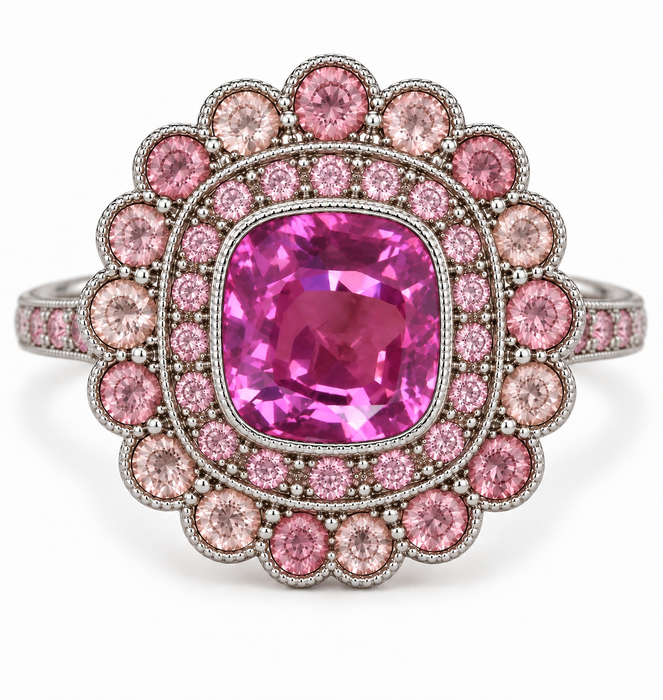 Pink Tourmaline Rubellite square cushion cut 3.65 carats loose gemstone - Make a custom order