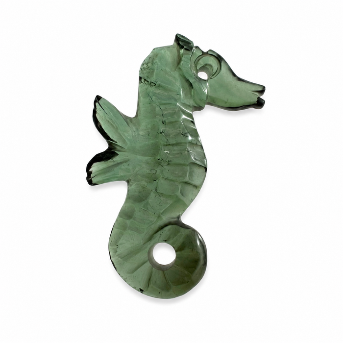 Dark green tourmaline carved seahorse 5.42 carat loose gemstone - Buy loose or customise