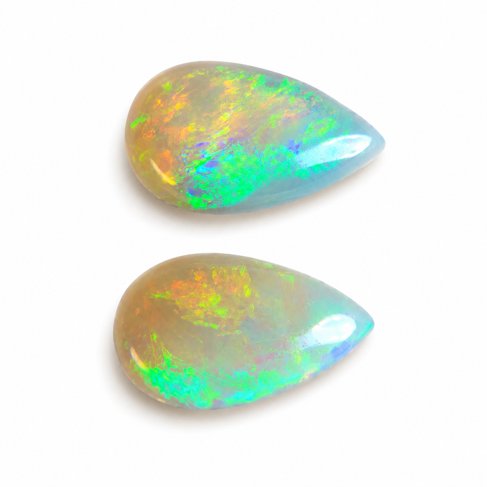 Australian white opal matched pair 2.18 carat total loose gemstone - Buy loose or customise
