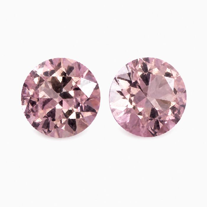 Pink tourmaline round cut matched pair 1.80 carats total - Buy loose or customise