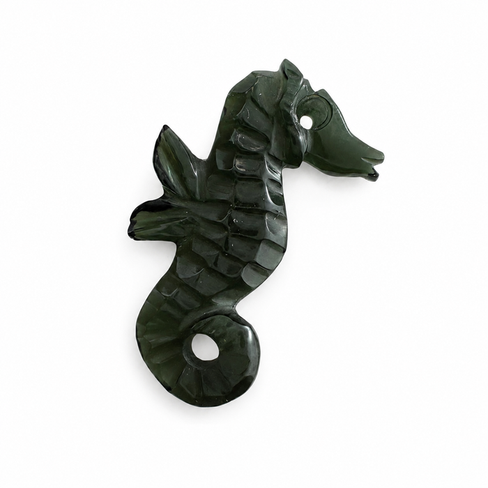 Dark green tourmaline carved seahorse 5.42 carat loose gemstone - Buy loose or customise