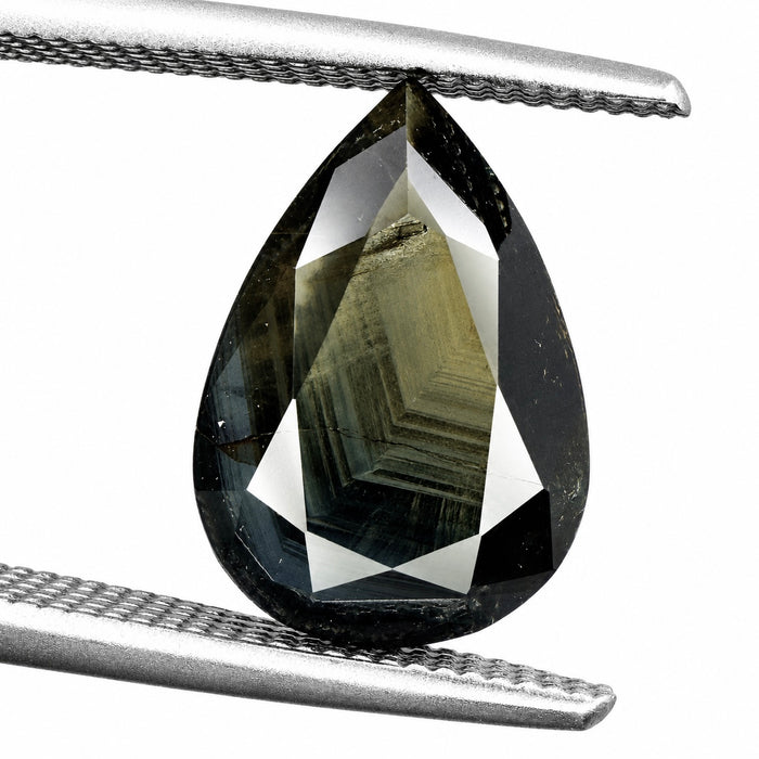 Australian black sapphire with growth pattern 3.23ct pear cut loose gemstone - Buy loose or customise