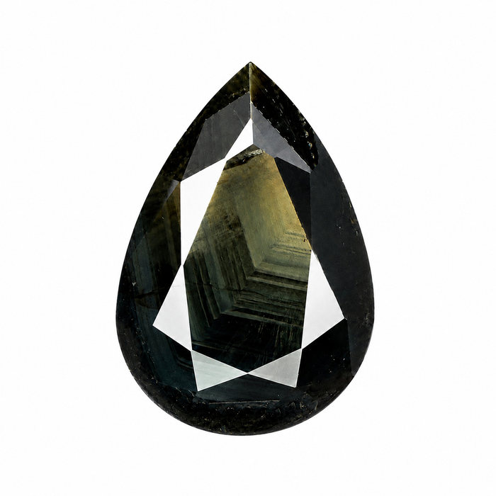 Australian black sapphire with growth pattern 3.23ct pear cut loose gemstone - Buy loose or customise