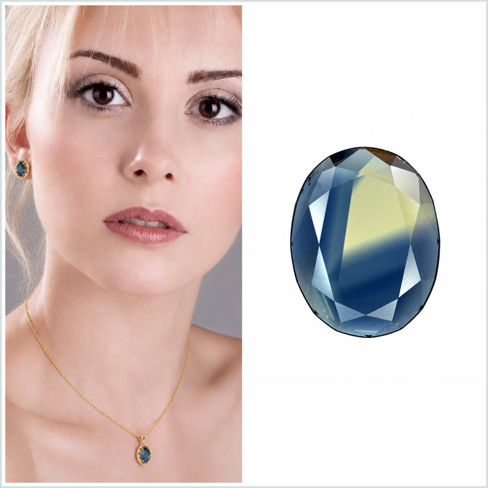 Australian Parti sapphire with colour split growth pattern 1.55ct oval Portrait cut loose gemstone - Buy loose or customise