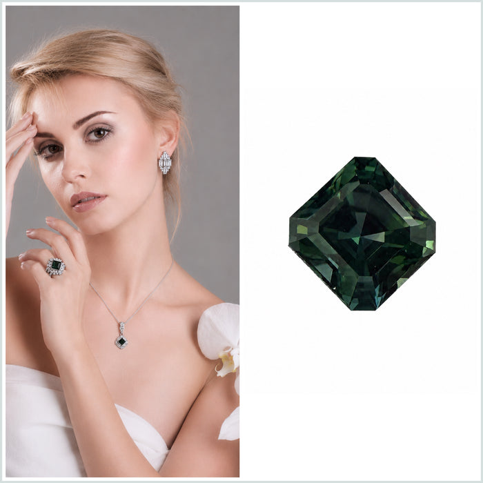 Australian Teal sapphire 0.42ct Aascher cut loose gemstone - Buy loose or customise