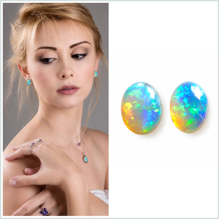 Australian jelly opal matched pair 1.43 carat total loose gemstone - Buy loose or customise