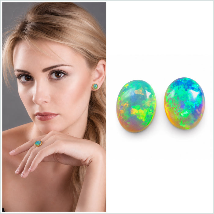 Australian jelly opal matched pair 2.53 carat total loose gemstone - Buy loose or customise