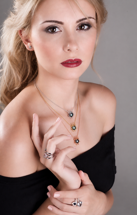 Beetle bug insect choose your Tahitian pearl and 14k gold colour pendant necklace