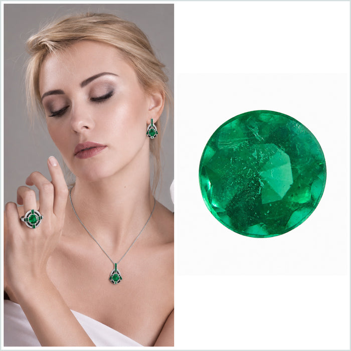 Emerald round brilliant cut 0.48 carat loose gemstone - Make a custom order