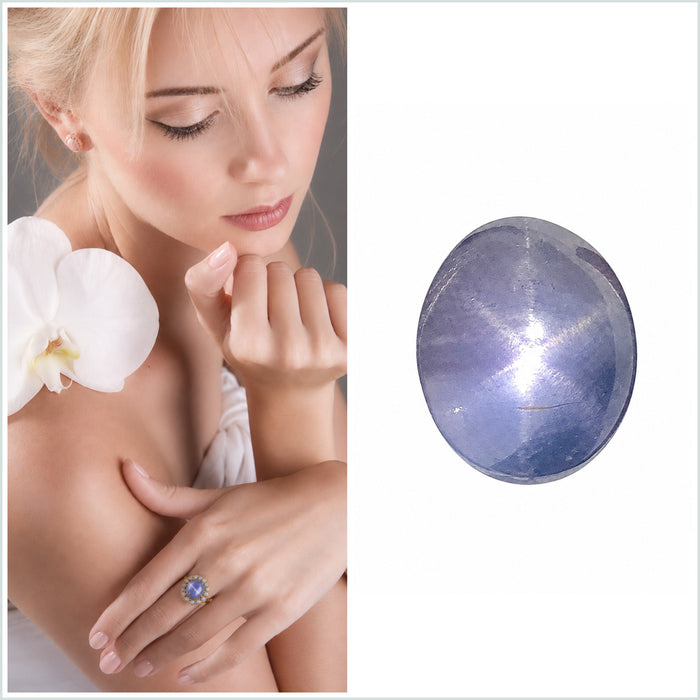 Blue Star Sapphire oval cut cabochon 2.95 carats - Make your own custom jewelry design