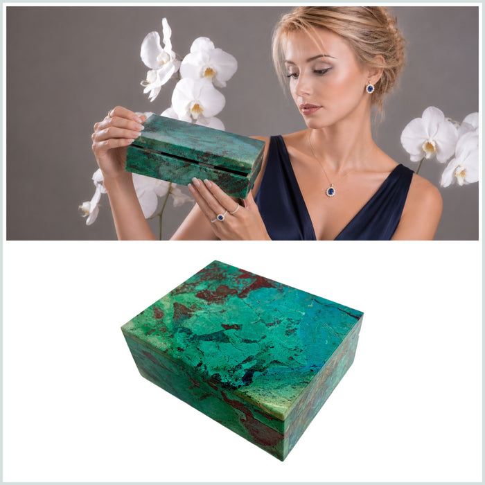 Chrysocolla rectangle gemstone box 108x85mm
