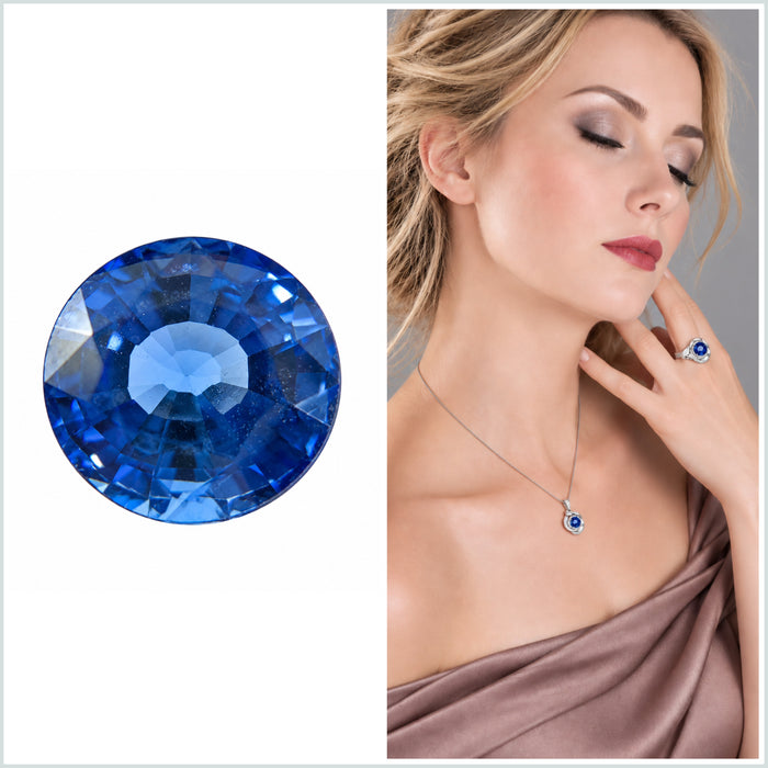 Natural blue Ceylon Sapphire oval cushion cut 6.8x6.2mm 1.71 carat gemstone