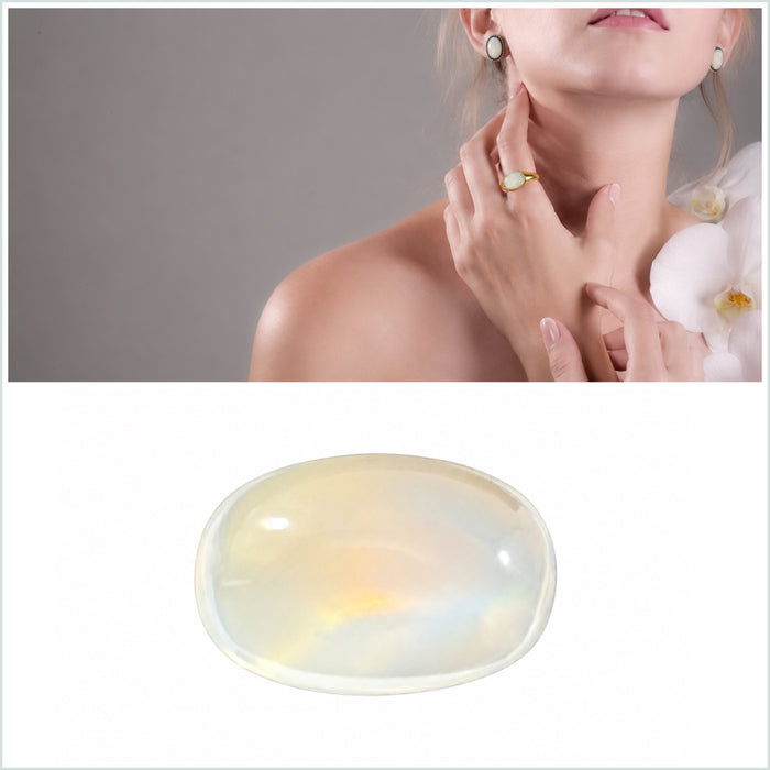 Rainbow moonstone 4.44 carat rectangle cushion cut sugarloaf cabochon loose gemstone