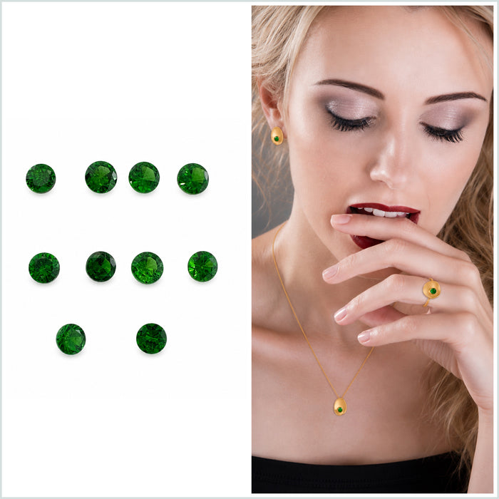 Green Tsavorite garnet round cut 0.10-0.14ct 3x1.7mm approximately each loose gemstone - price is per stone - Buy loose or customise