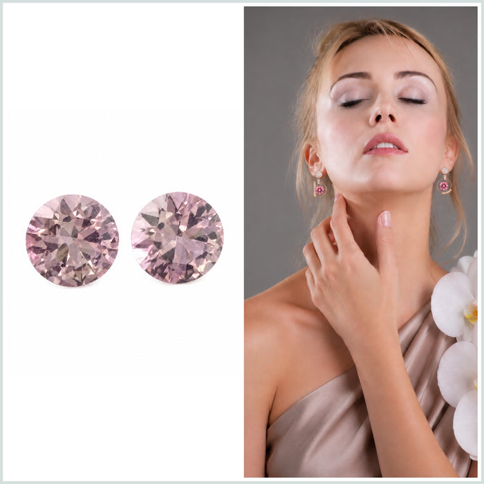 Pink tourmaline round cut matched pair 1.80 carats total - Buy loose or customise