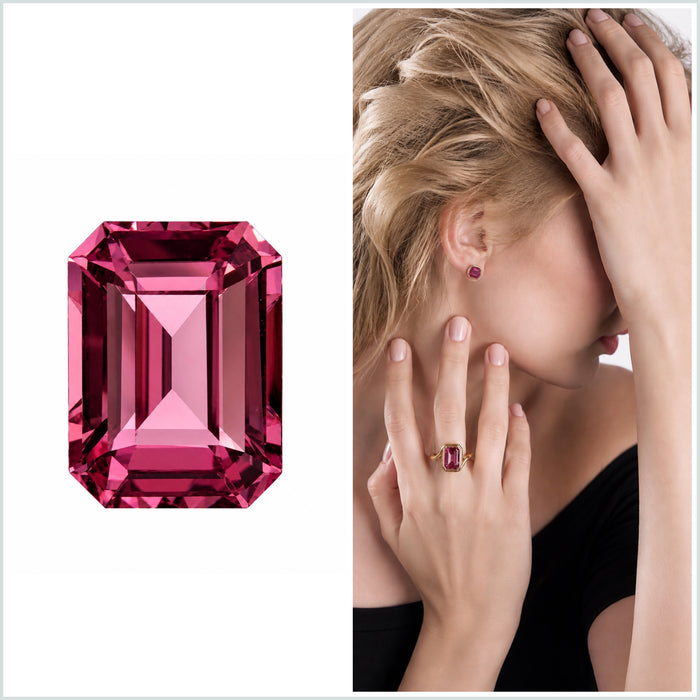 Pink Tanga garnet emerald cut 2.22 carats loose gemstone - Buy loose or customise