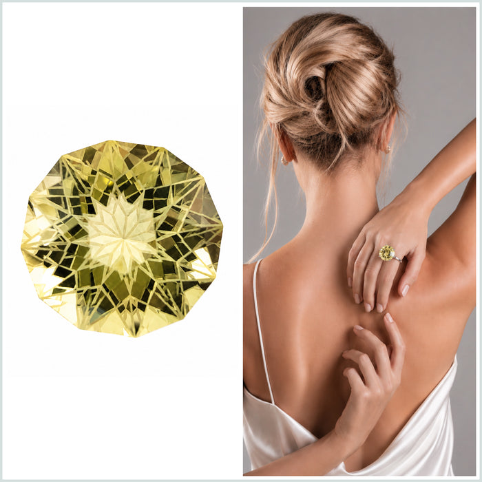 Citrine lemon quartz unique German laser geometric mixed cut 14.24 carat loose gemstone - Buy loose or customise