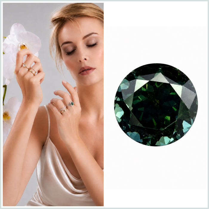 Australian Dark Teal sapphire 0.83 round brilliant cut loose gemstone - Buy loose or customise