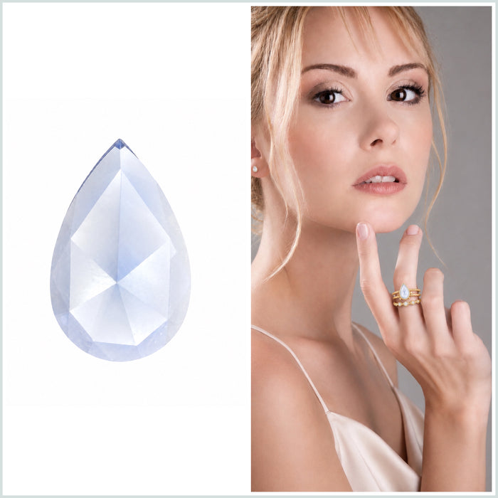 Blue Ceylon Sapphire pear rose cut 0.44 carat loose gemstone - Make your own custom jewelry design