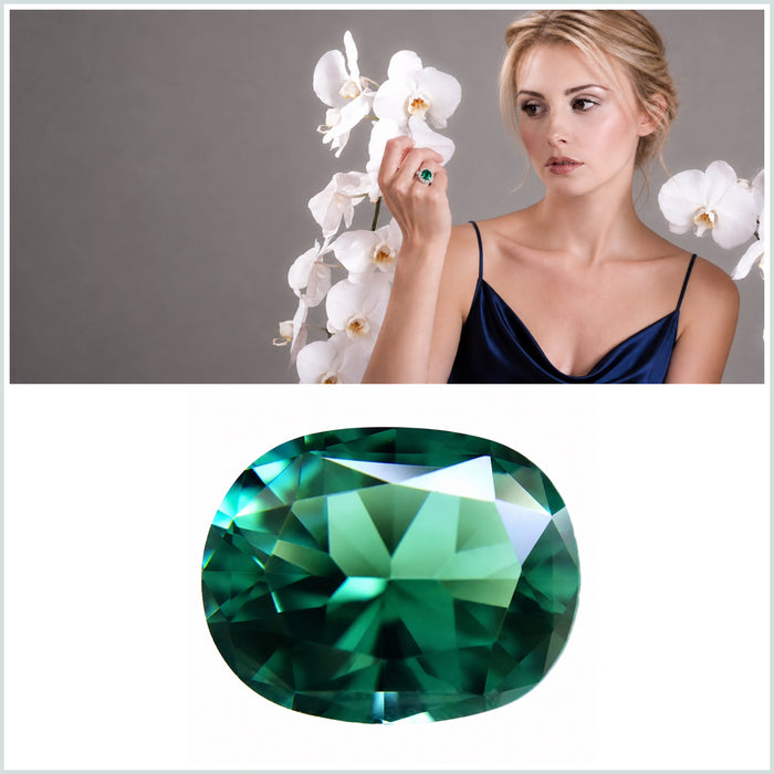 Teal blue green tourmaline cushion cut 1.77 carat loose gemstone - Buy loose or customise