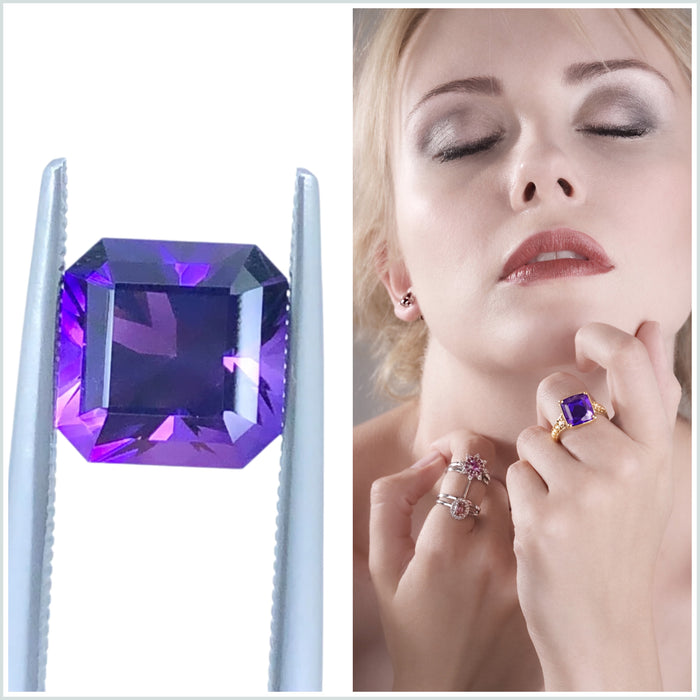 Amethyst 2.58 carat square emerald cut loose gemstone - Buy loose or customise