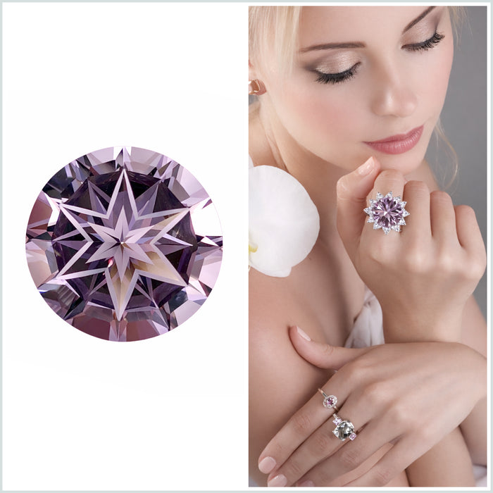 Amethyst unique German laser star mixed cut 11.78 carat loose gemstone - Buy loose or customise
