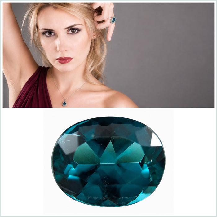 Teal Blue Indicolite Tourmaline oval cut 1.29 carat gemstone - Buy loose or make your own custom jewelry