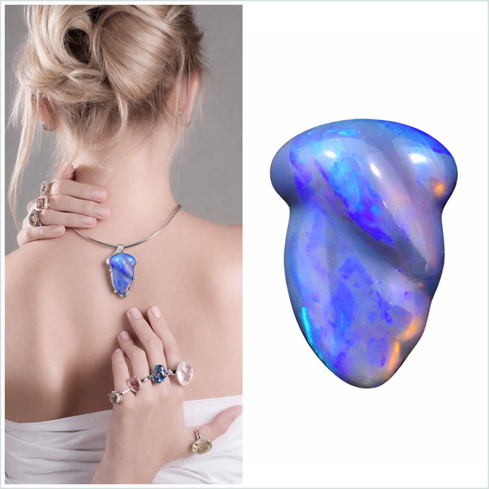 Australian carved jelly opal 10.90 carat loose gemstone - Designer gemstone