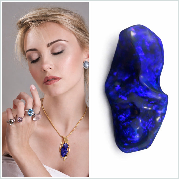 Australian jelly opal 22.94 carat loose gemstone - Carving by Daniela L'Abbate