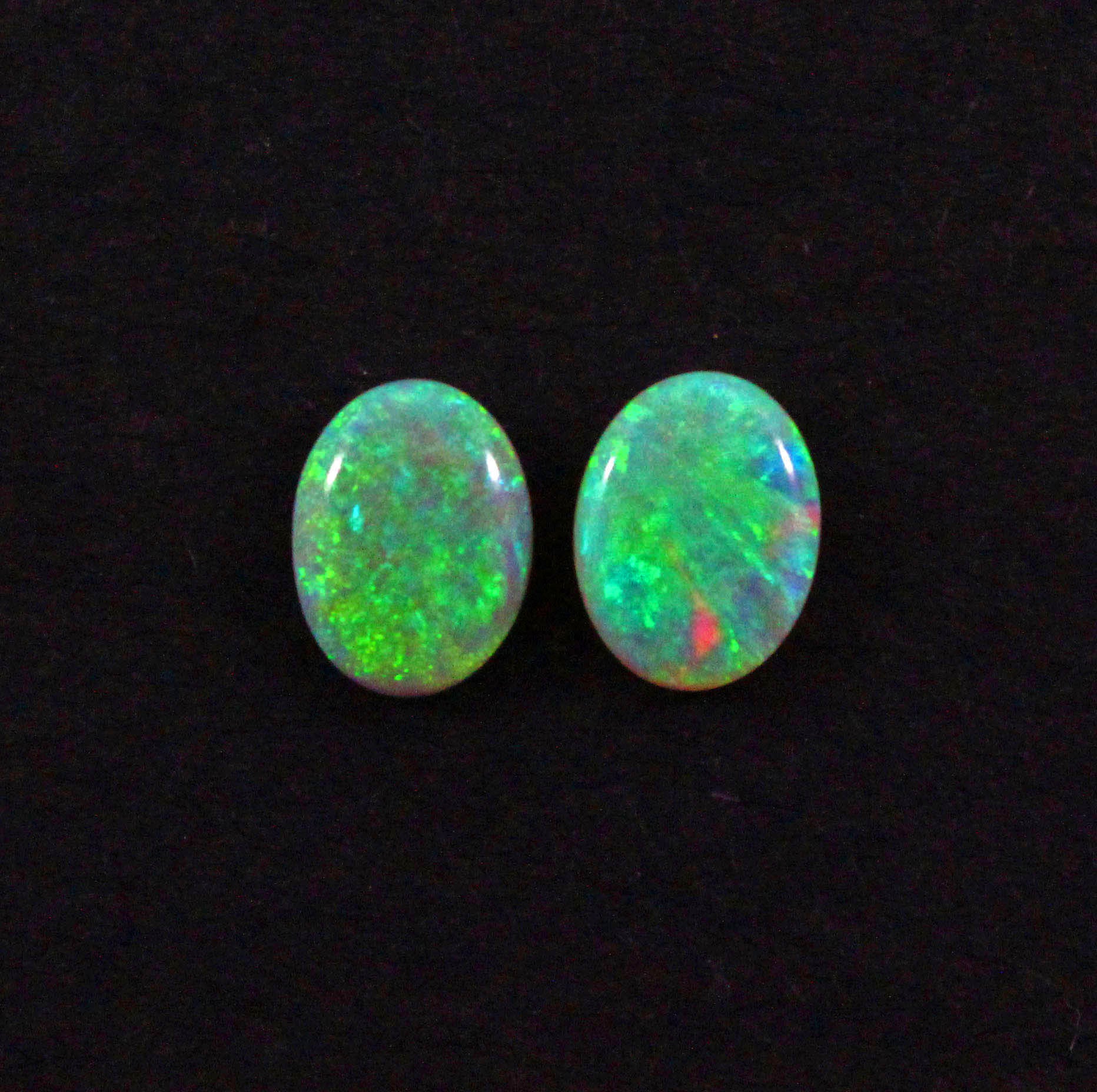 Australian black opal matched pair 2.48 carat total loose gemstone - Purchase only with custom order - Sarah Hughes - 2