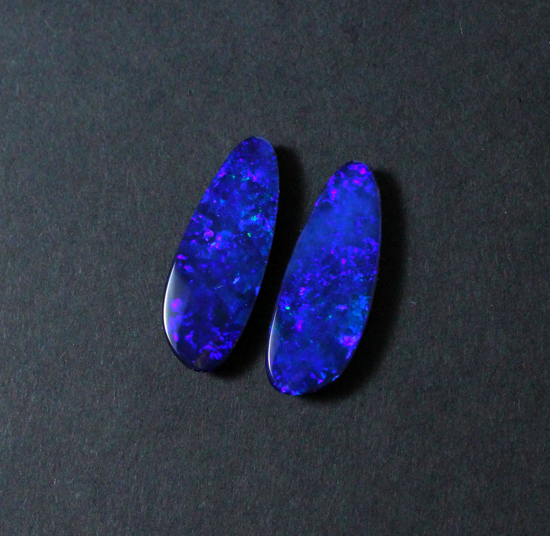 Electric blue Australian opal diamond solid silver dangle earrings - Ready to ship - Sarah Hughes - 10