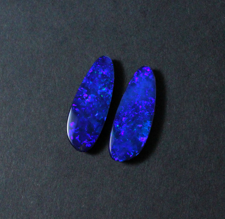 Electric blue Australian opal diamond solid silver dangle earrings - Ready to ship - Sarah Hughes - 10