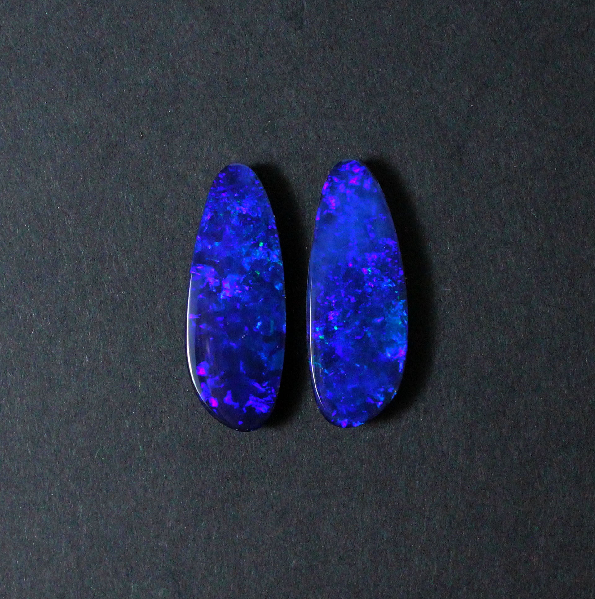 Electric blue Australian opal diamond solid silver dangle earrings - Ready to ship - Sarah Hughes - 12