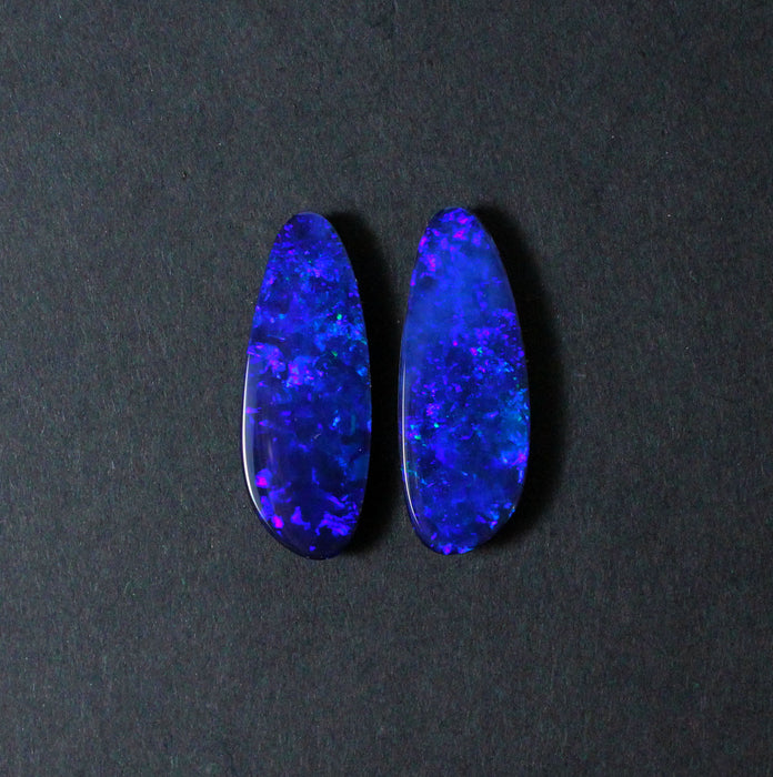 Electric blue Australian opal diamond solid silver dangle earrings - Ready to ship - Sarah Hughes - 12